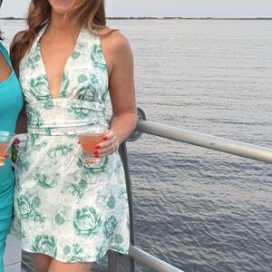 Elegant Floral Green Dress